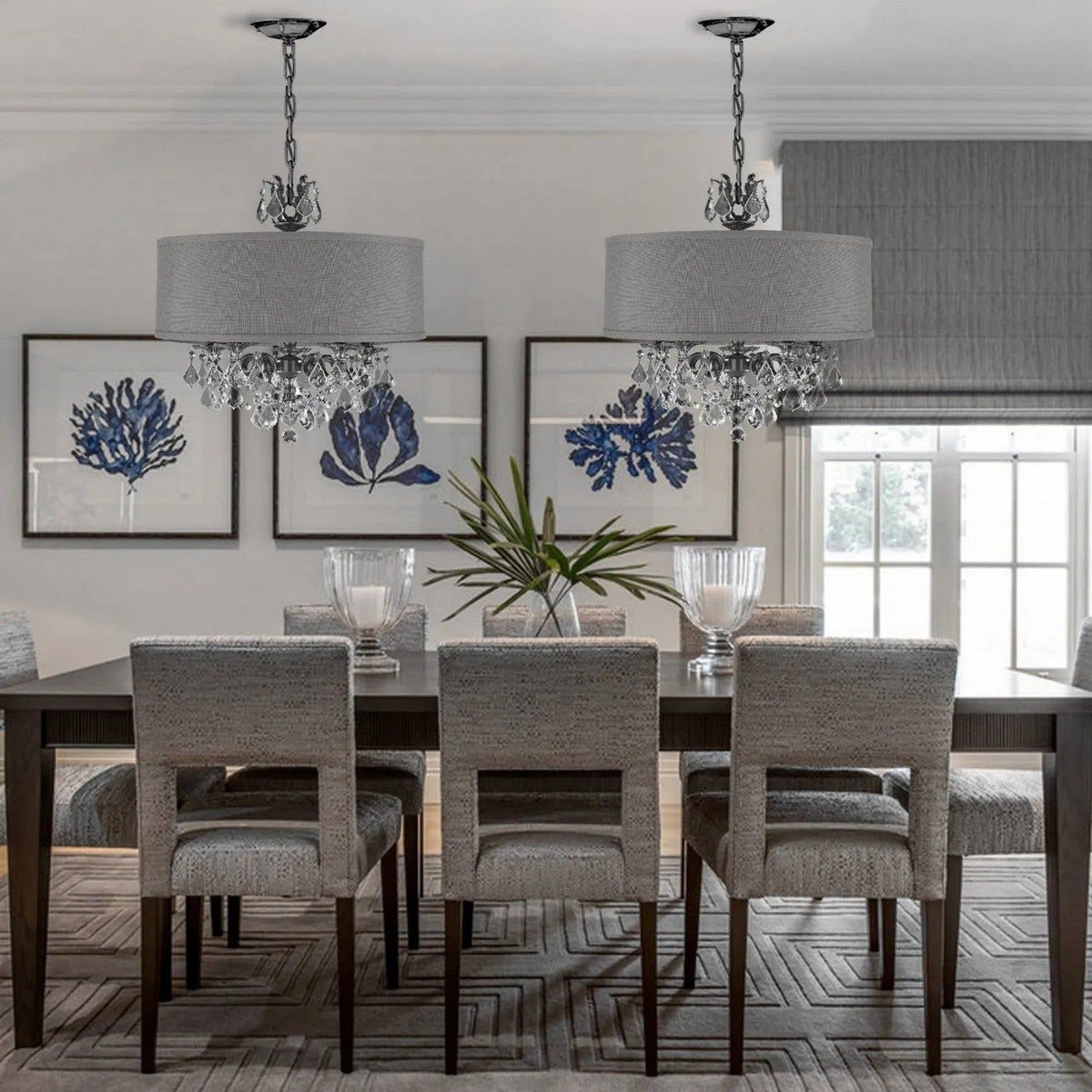 American Brass & Crystal - Llydia Shaded Brass and Crystal Chandelier - CH6512-A-10G-PI-GL | Montreal Lighting & Hardware