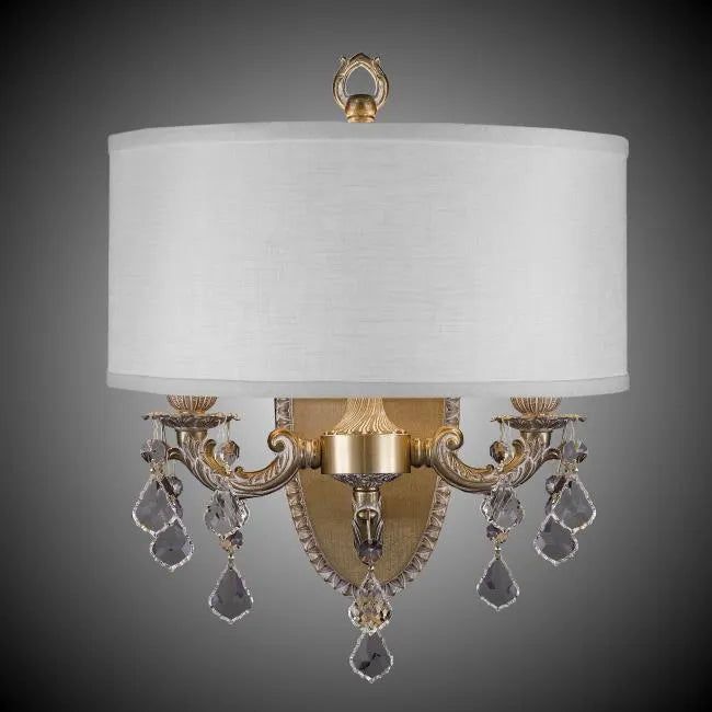 American Brass & Crystal - Llydia Shaded Brass and Crystal Wall Sconce - WS6532-A-04G-PI-HL | Montreal Lighting & Hardware