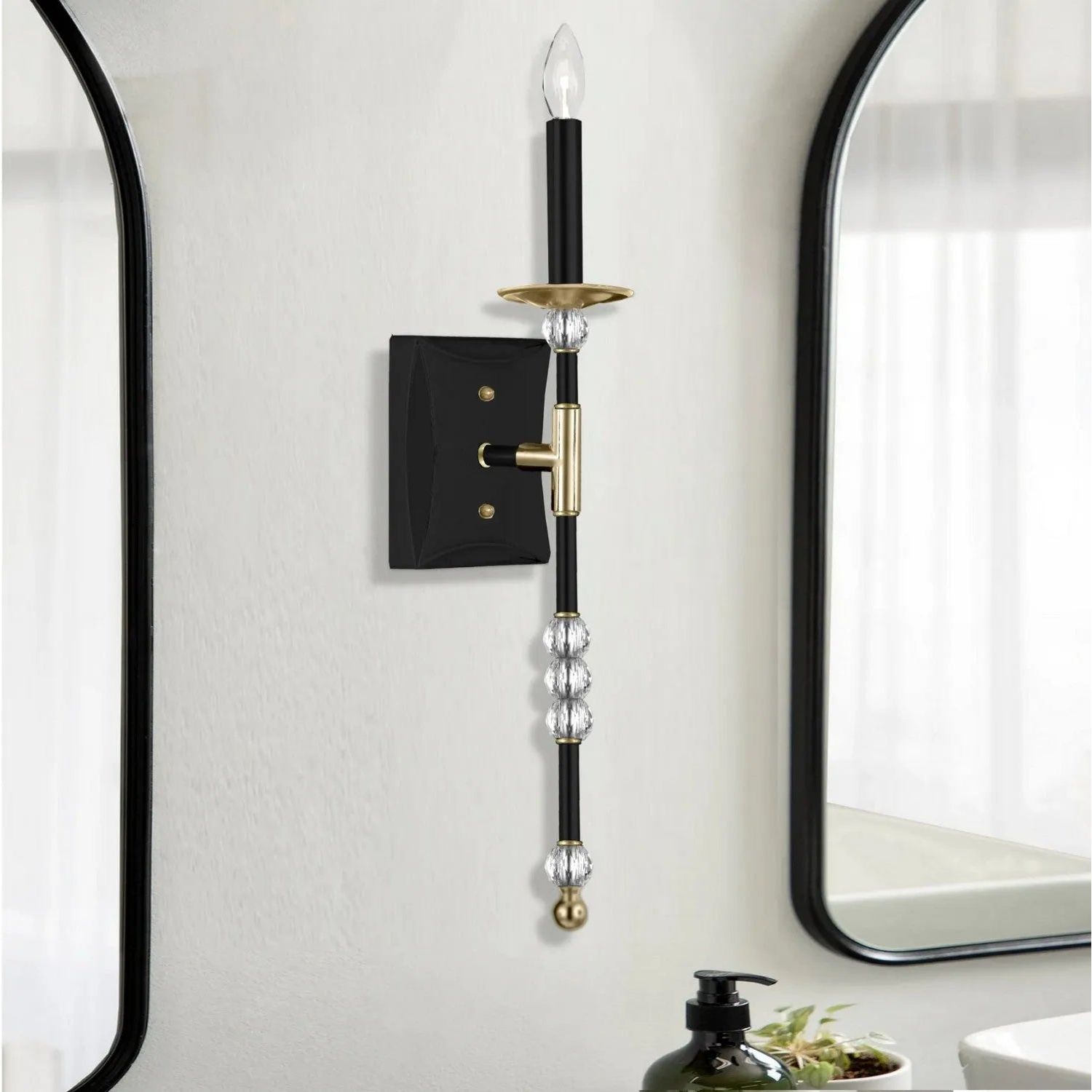 American Brass & Crystal - Magro Brass and Crystal Wall Sconce - WS3266-35S-36G-ST | Montreal Lighting & Hardware