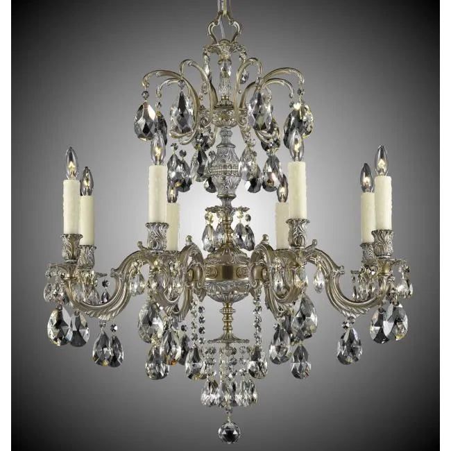 American Brass & Crystal - Marlena Brass and Golden Colored Crystal Chandelier - CH9714-OLN-04G-PI | Montreal Lighting & Hardware