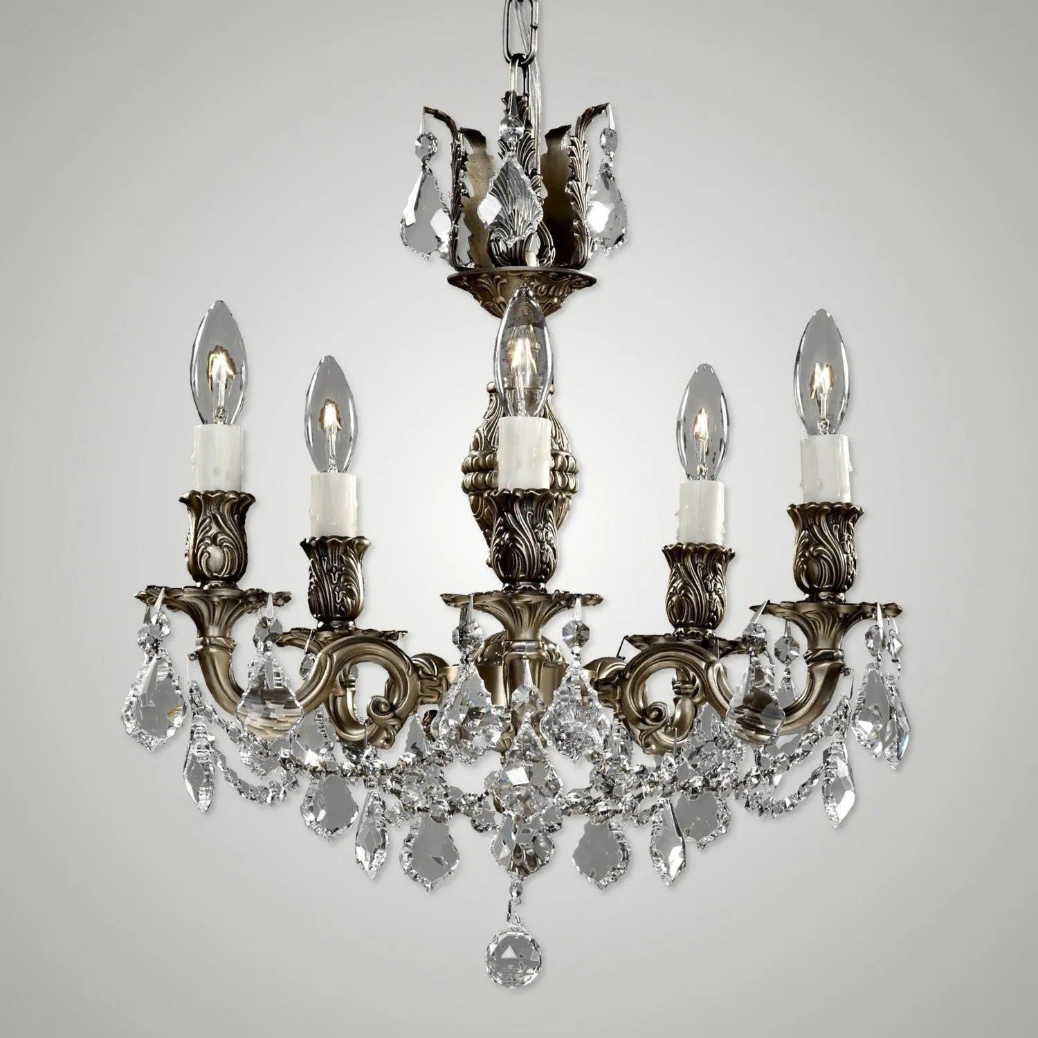 American Brass & Crystal - Rosetta Brass and Crystal Chandelier - CH9512-A-02G-PI | Montreal Lighting & Hardware