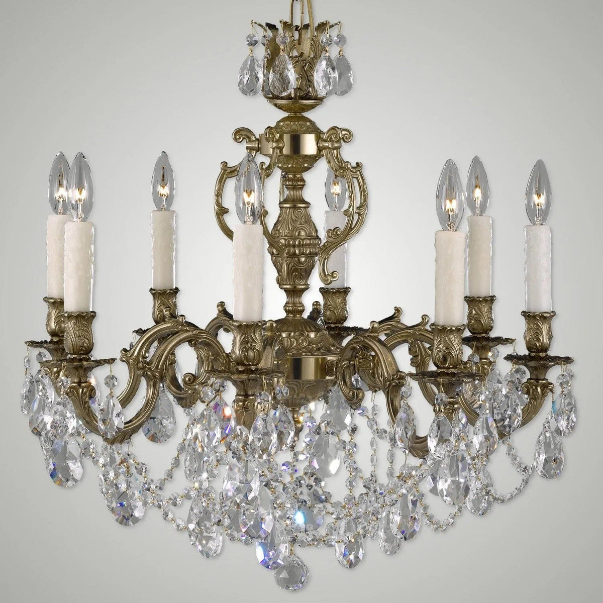 American Brass & Crystal - Rosetta Brass and Crystal Chandelier - CH9512-A-02G-PI | Montreal Lighting & Hardware