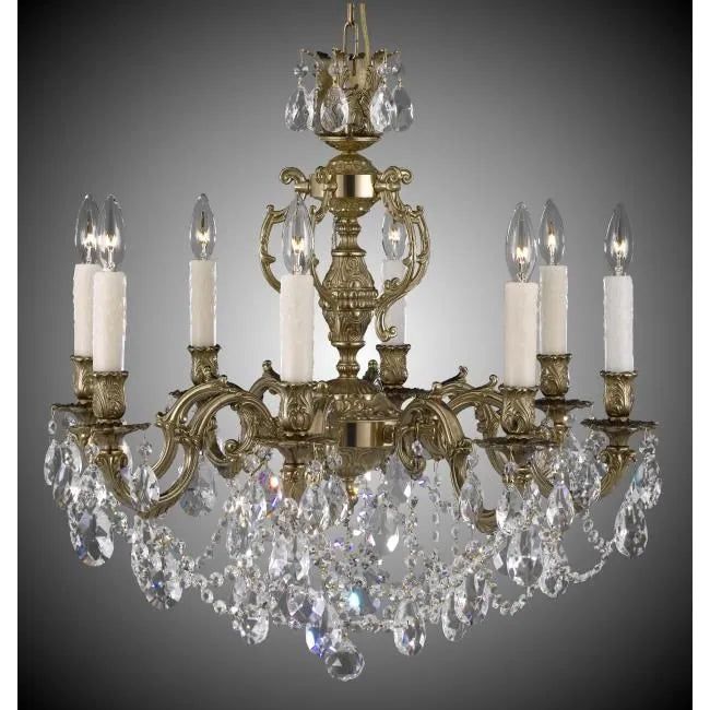 American Brass & Crystal - Rosetta Brass and Crystal Chandelier - CH9542-O-16G-PI | Montreal Lighting & Hardware