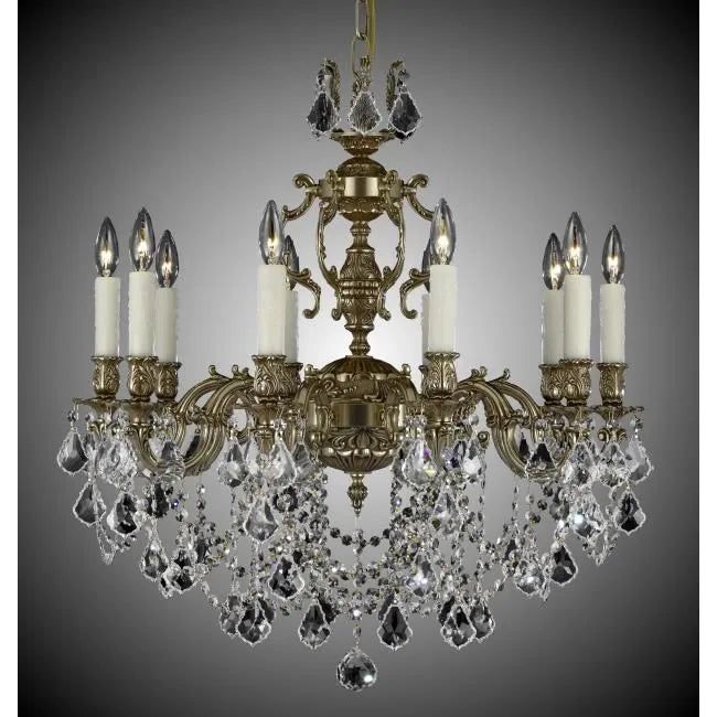 American Brass & Crystal - Rosetta Brass and Crystal Chandelier - CH9562-A-03G-PI | Montreal Lighting & Hardware