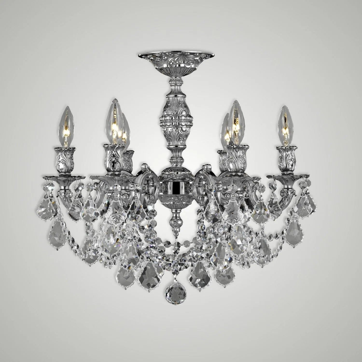 American Brass & Crystal - Rosetta Brass and Crystal Semi-Flush - FM9521-A-08G | Montreal Lighting & Hardware