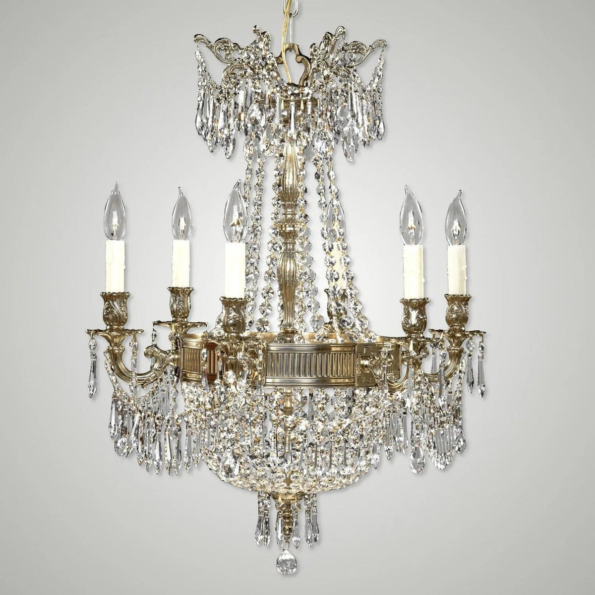 American Brass & Crystal - Valencia Brass and Crystal Chandelier - CH8141-P-12G-PI | Montreal Lighting & Hardware