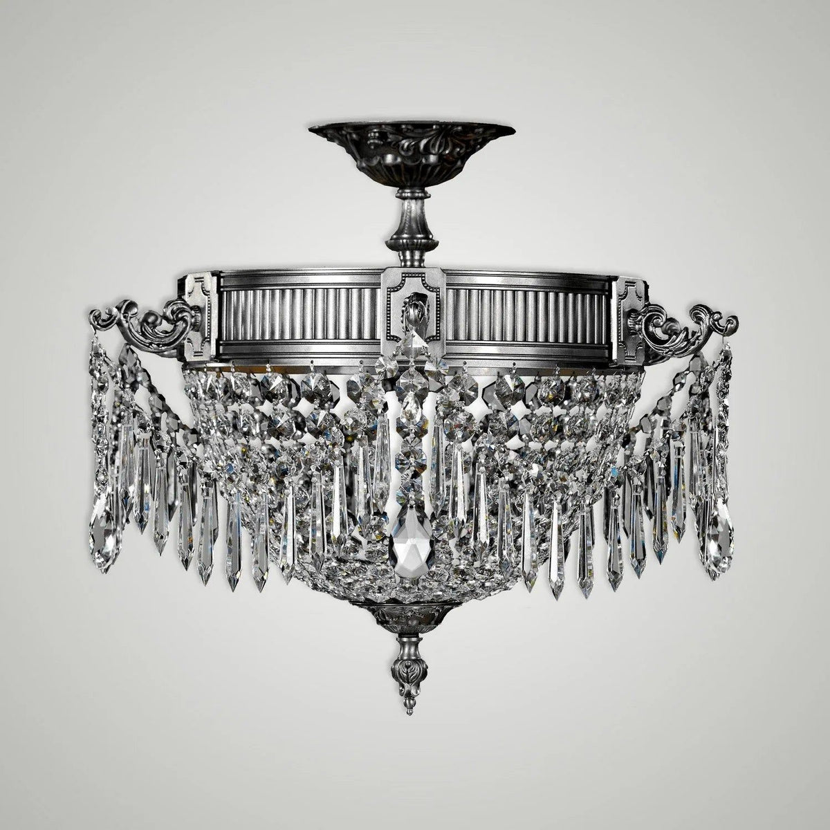 American Brass & Crystal - Valencia Brass and Crystal Semi-Flush - FM8011-P-10G | Montreal Lighting & Hardware