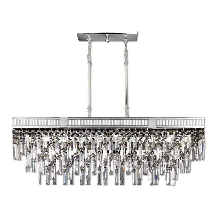 American Brass & Crystal - Valencia Modern Crystal Linear Chandelier - IL8375-PMN-38G | Montreal Lighting & Hardware