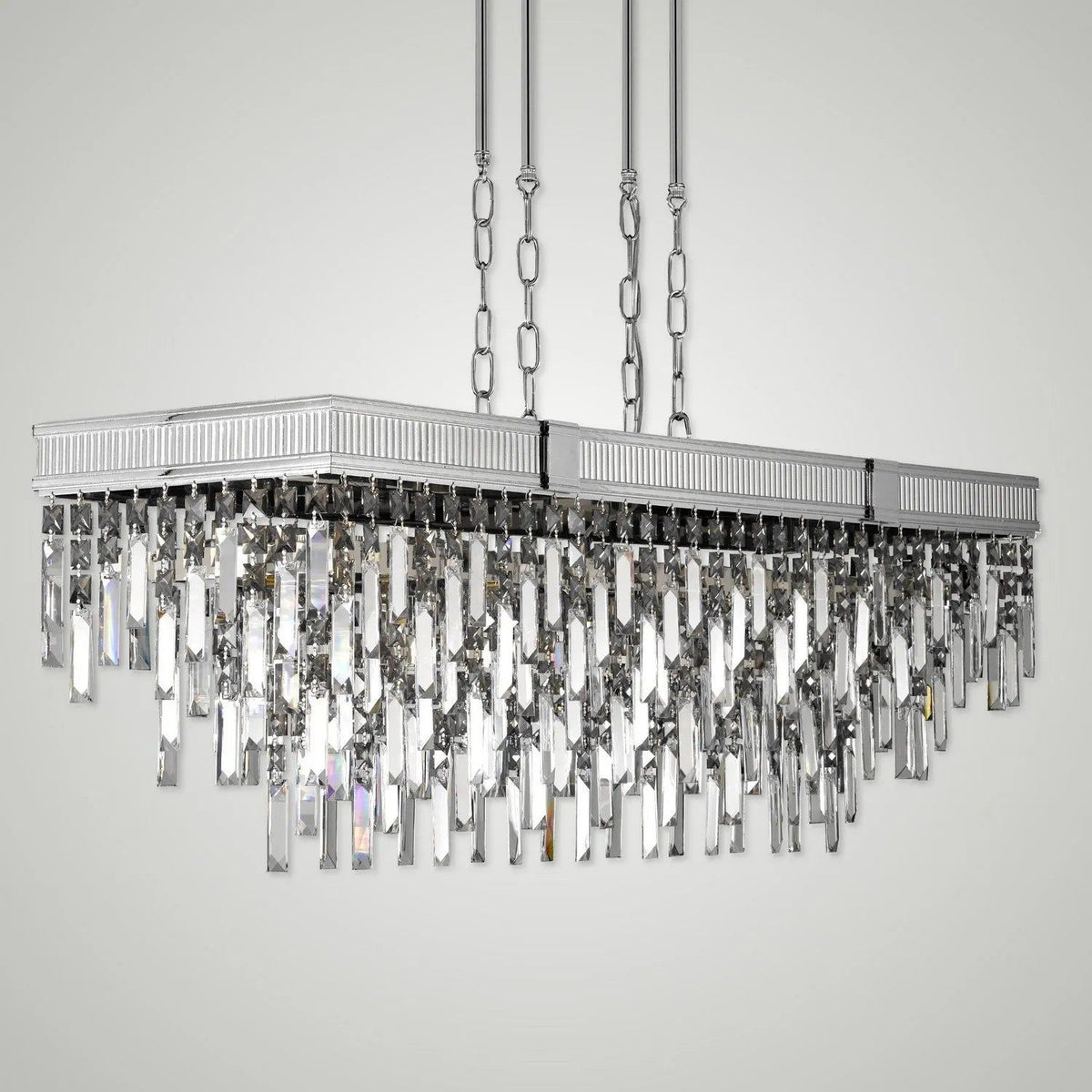 American Brass & Crystal - Valencia Modern Crystal Linear Chandelier - IL8375-PMN-38G | Montreal Lighting & Hardware