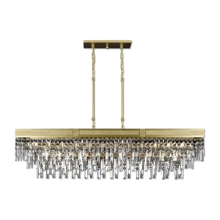 American Brass & Crystal - Valencia Modern Crystal Linear Chandelier - IL8376-PTK-36G | Montreal Lighting & Hardware