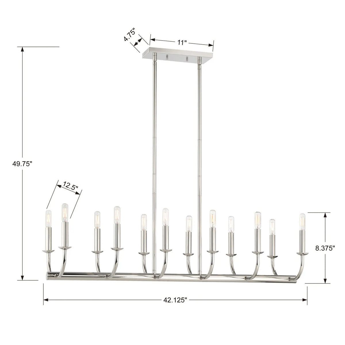 Crystorama - Bailey Linear Chandelier - BAI-A2112-PN | Montreal Lighting & Hardware