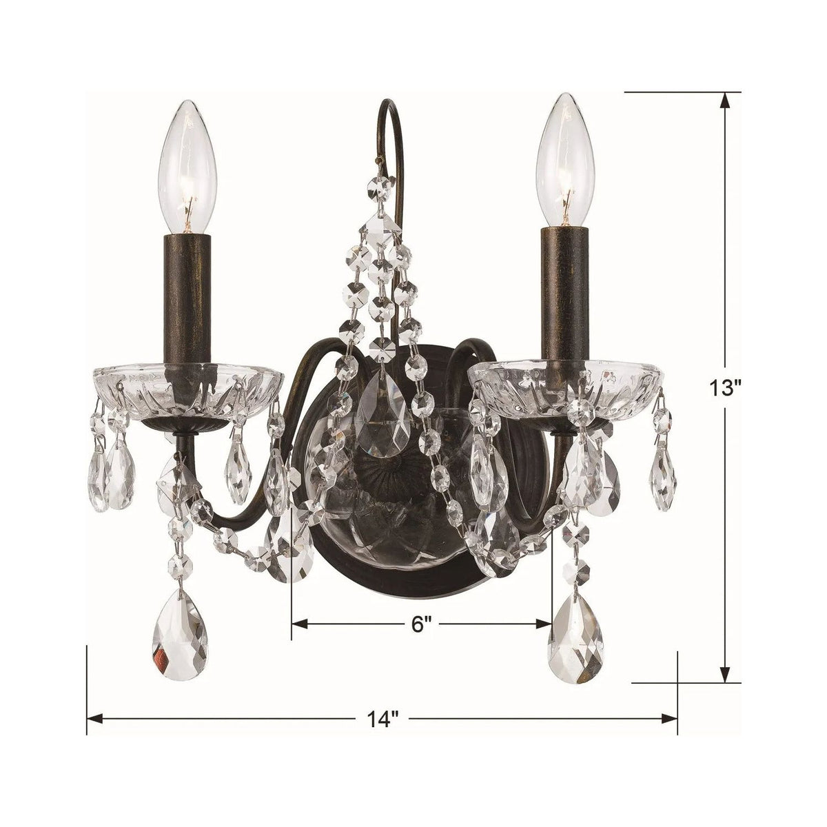 Crystorama - Butler Wall Mount - 3022-EB-CL-MWP | Montreal Lighting & Hardware