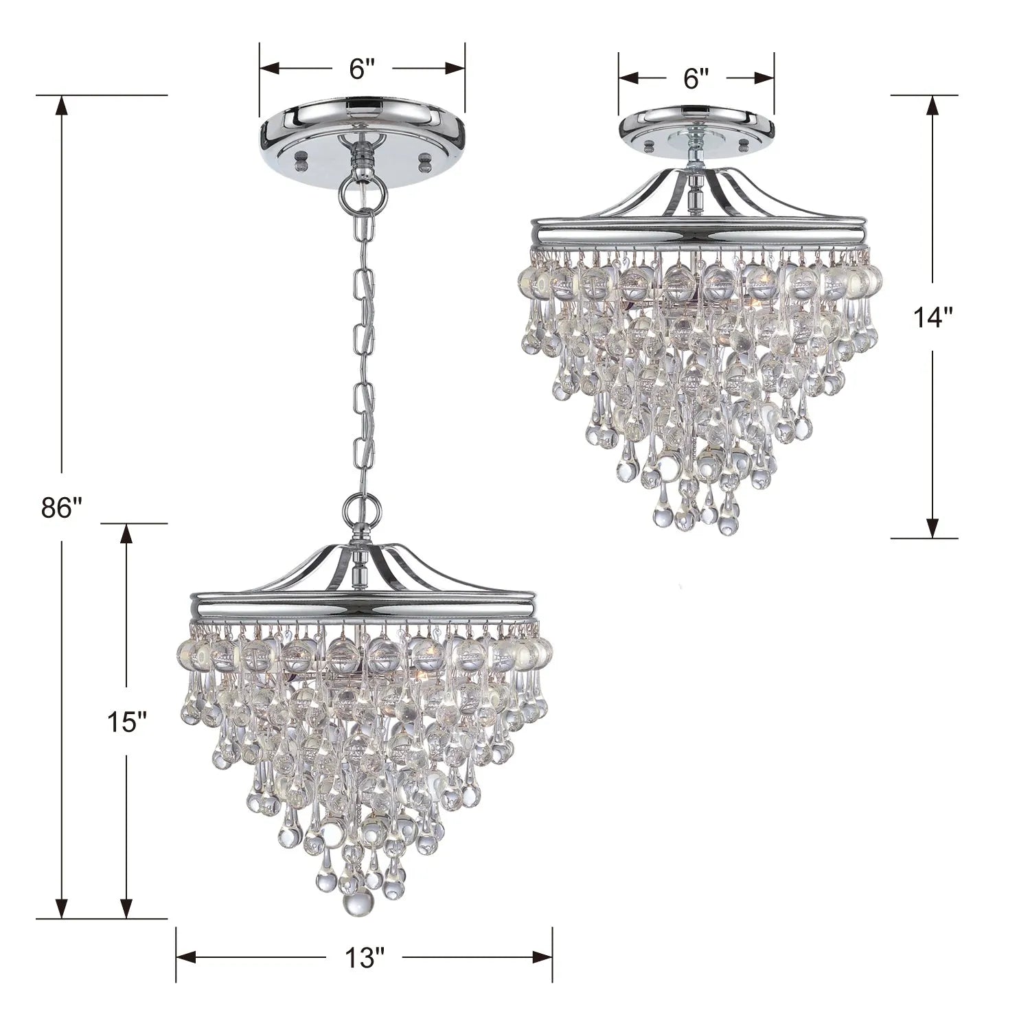 Crystorama - Calypso Three Light Mini Chandelier - 130-CH | Montreal Lighting & Hardware