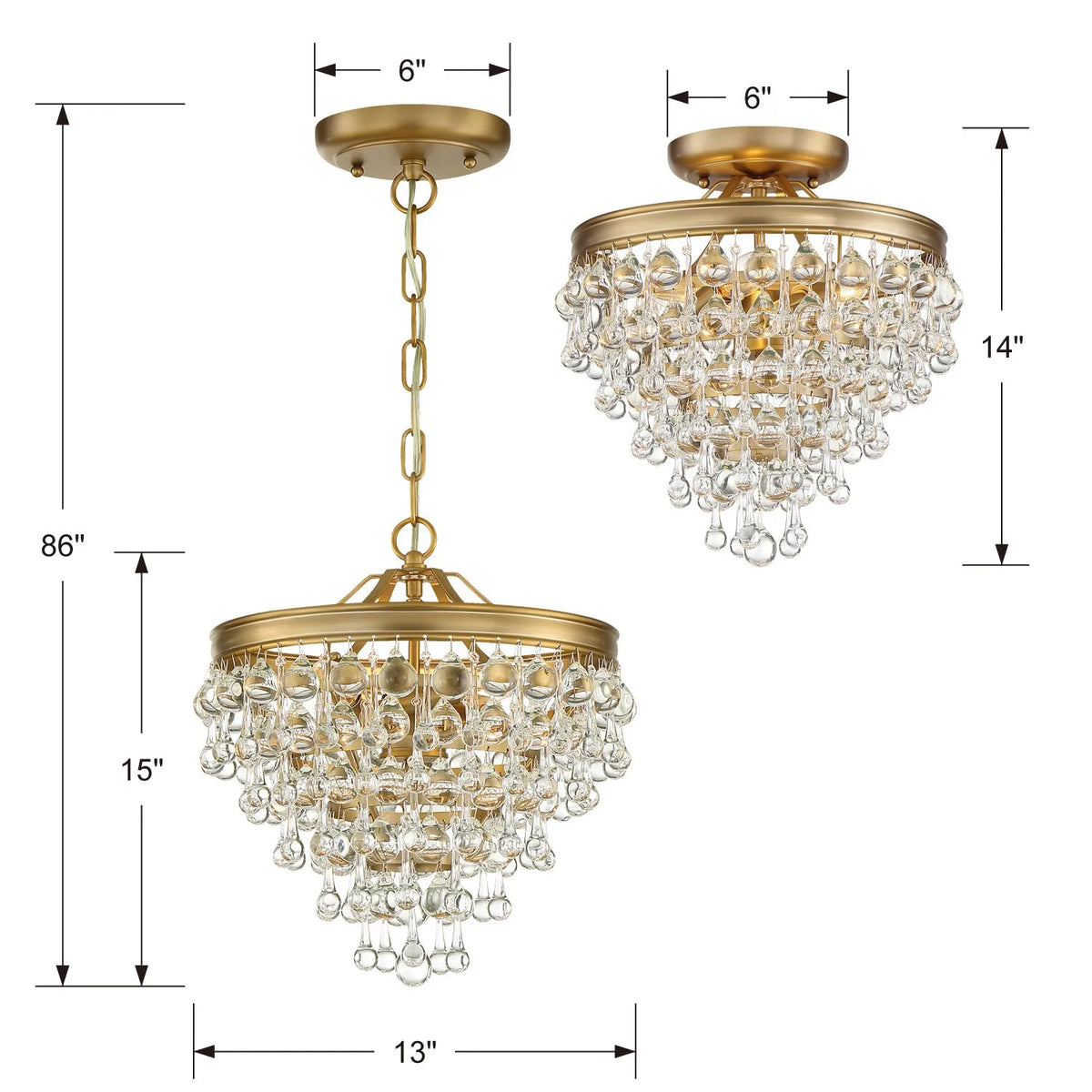 Crystorama - Calypso Three Light Mini Chandelier - 130-CH | Montreal Lighting & Hardware