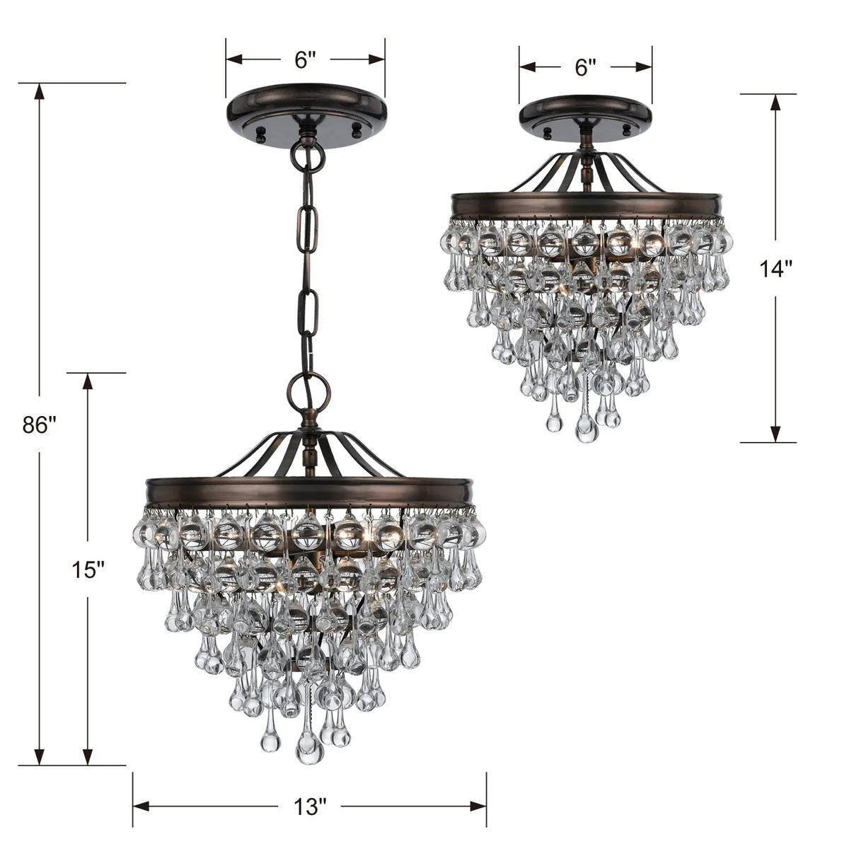 Crystorama - Calypso Three Light Mini Chandelier - 130-CH | Montreal Lighting & Hardware