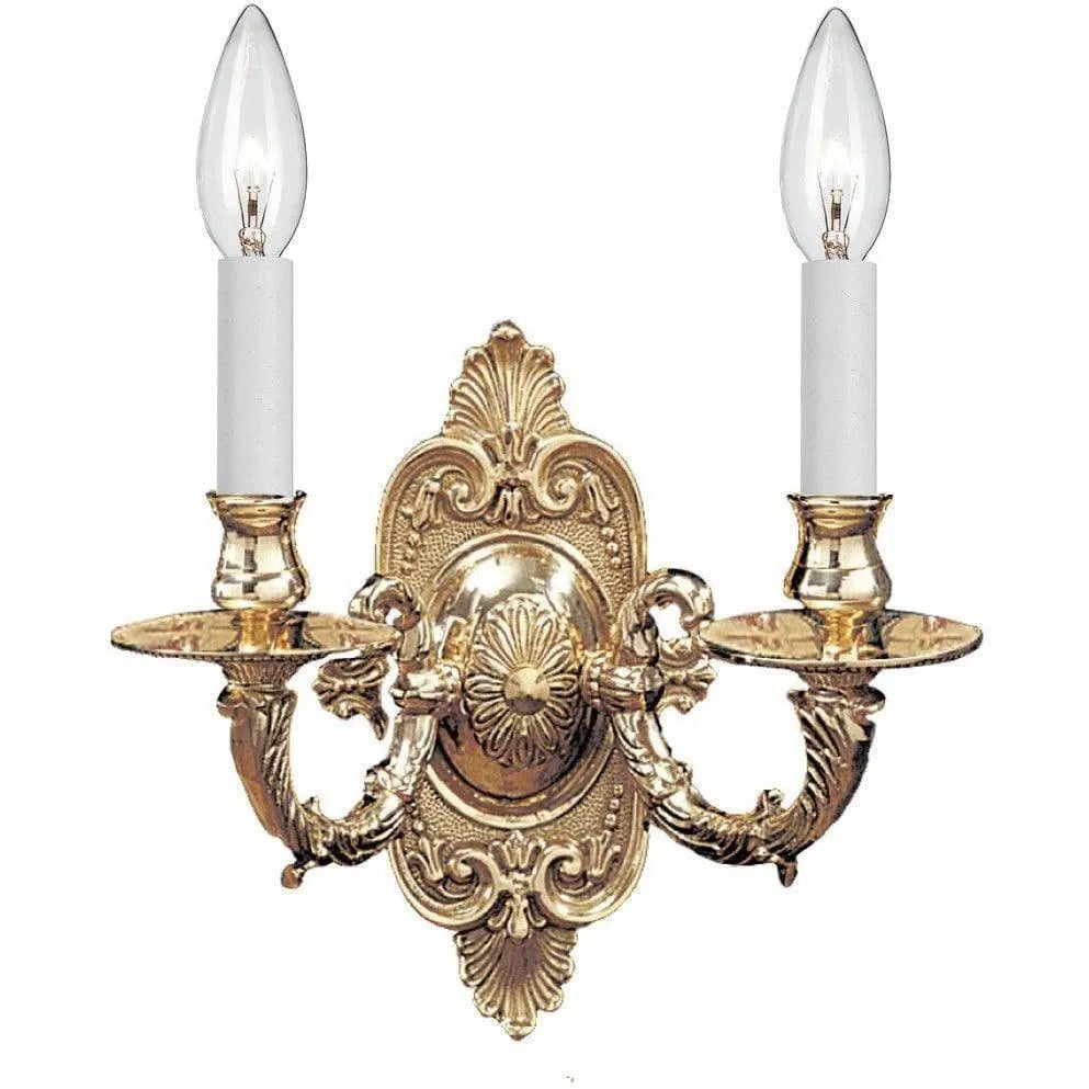 Crystorama - Cast Brass Wall Mount Two Light Wall Mount - 642-PB | Montreal Lighting & Hardware