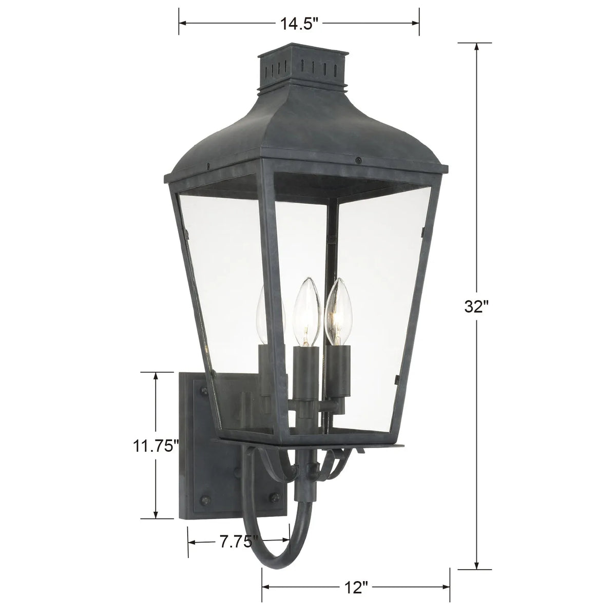 Crystorama - Dumont Three Light Outdoor Wall Mount - DUM-9802-GE | Montreal Lighting & Hardware