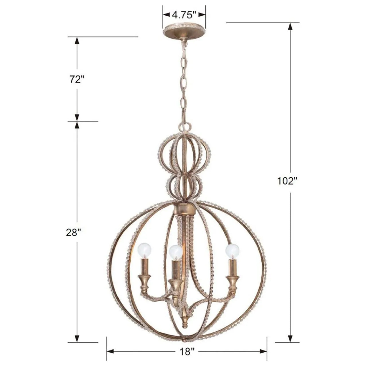 Crystorama - Garland Three Light Mini Chandelier - 6765-DT | Montreal Lighting & Hardware