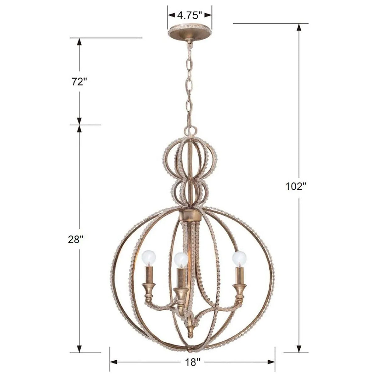 Crystorama - Garland Three Light Mini Chandelier - 6765-DT | Montreal Lighting & Hardware