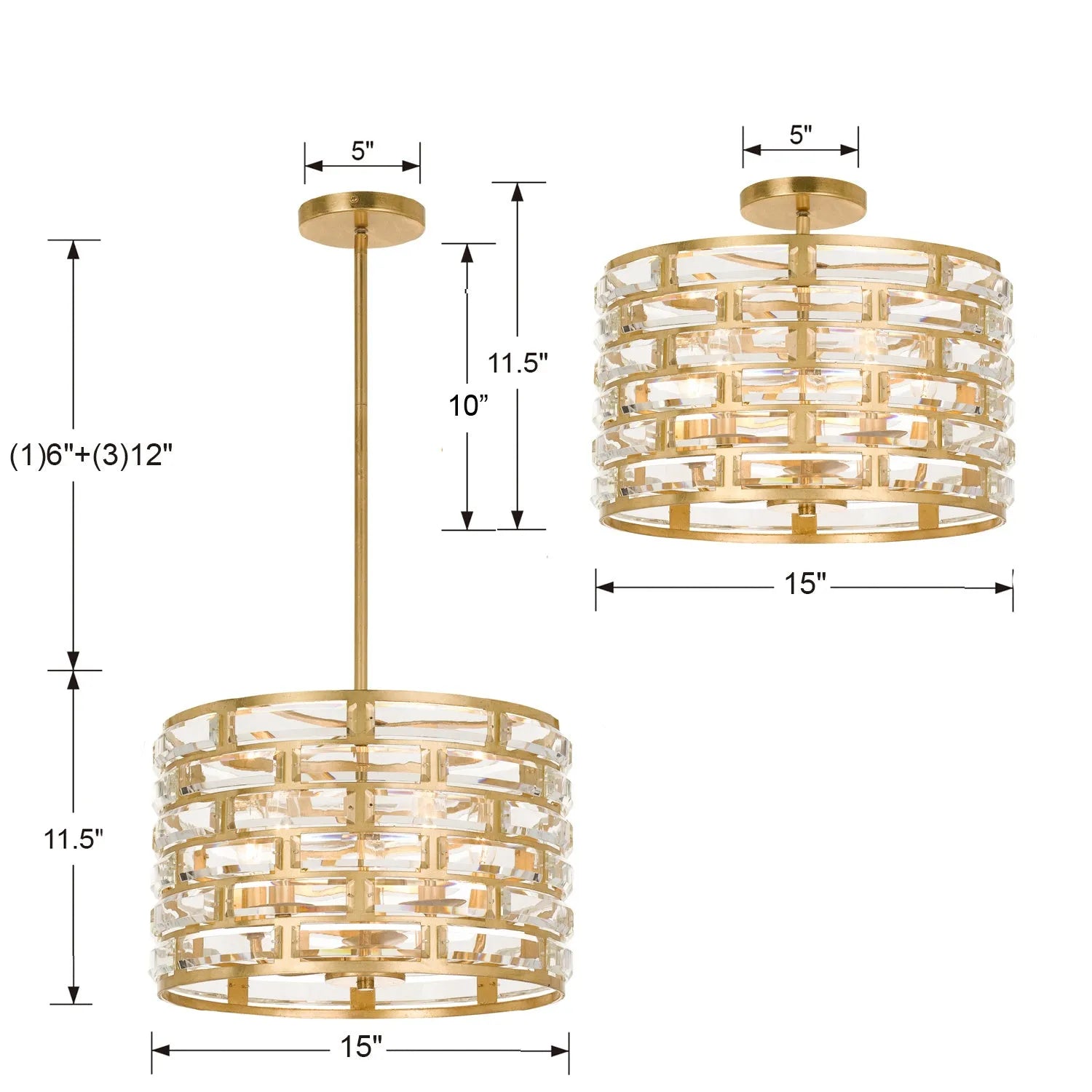 Crystorama - Meridian Five Light Ceiling Mount - MER-4865-GA_CEILING | Montreal Lighting & Hardware