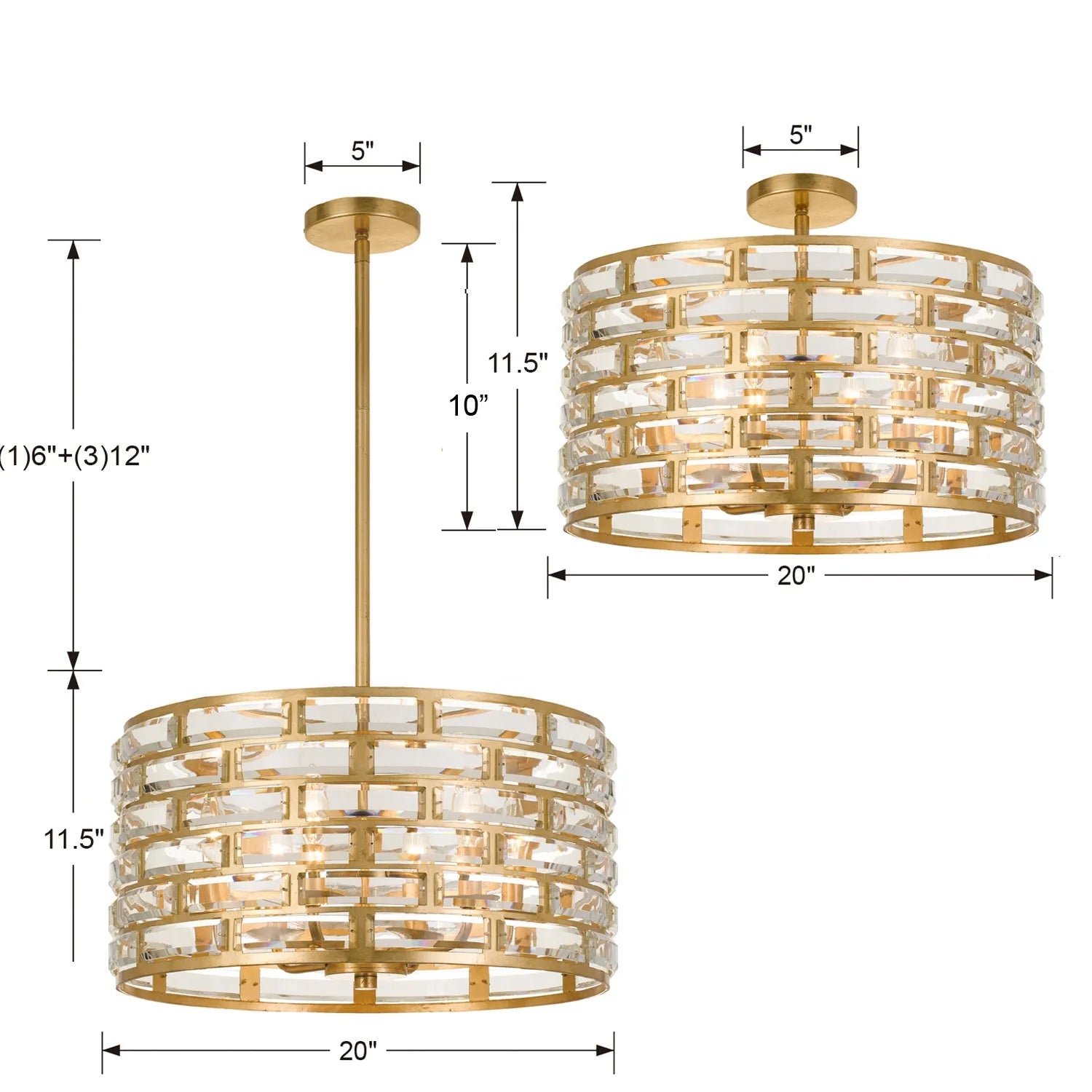 Crystorama - Meridian Six Light Ceiling Mount - MER-4866-GA_CEILING | Montreal Lighting & Hardware