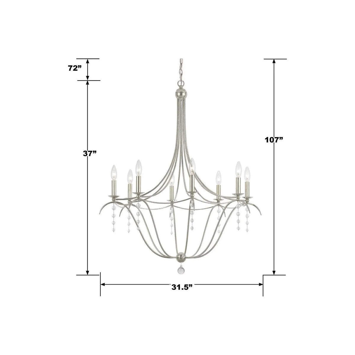 Crystorama - Metro Eight Light Chandelier - 438-SA | Montreal Lighting & Hardware