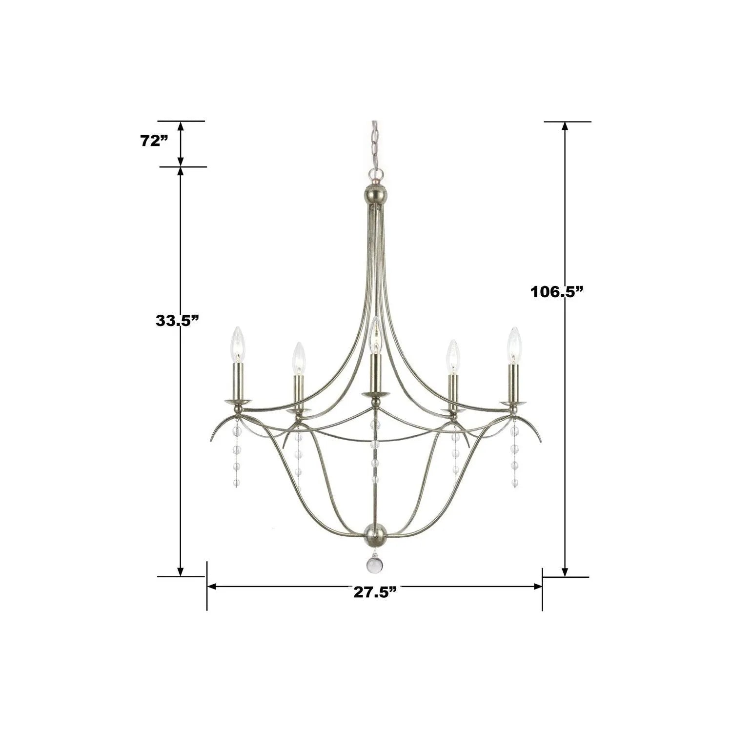 Crystorama - Metro Five Light Chandelier - 435-SA | Montreal Lighting & Hardware