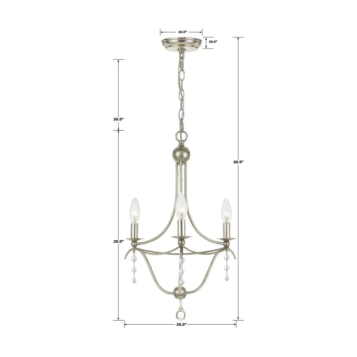 Crystorama - Metro Three Light Mini Chandelier - 433-SA | Montreal Lighting & Hardware