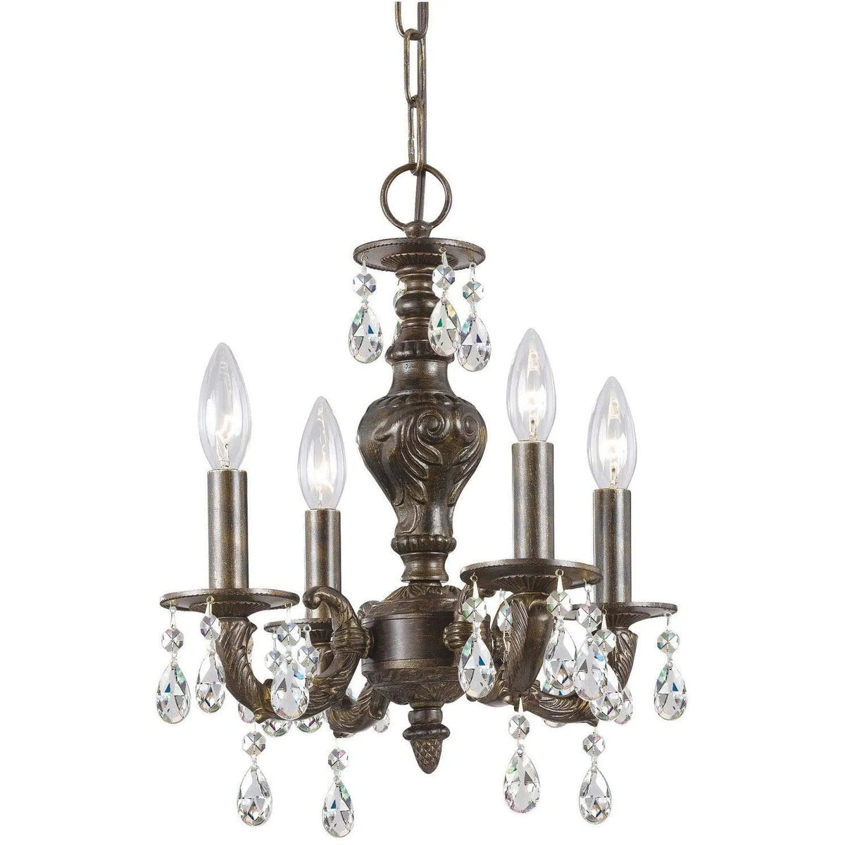 Crystorama - Paris Market Four Light Mini Chandelier - 5024-VB-CL-SAQ | Montreal Lighting & Hardware