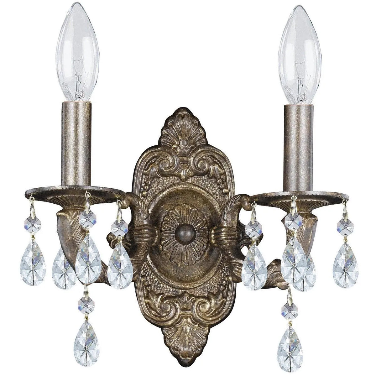 Crystorama - Paris Market Two Light Wall Mount - 5022-VB-CL-MWP | Montreal Lighting & Hardware