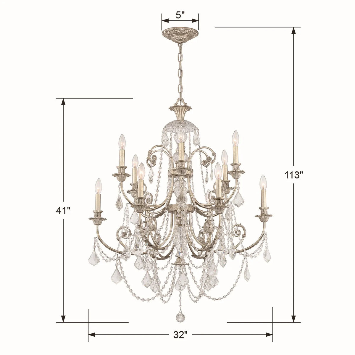 Crystorama - Regis 12 Light Chandelier - 5119-EB-CL-MWP | Montreal Lighting & Hardware