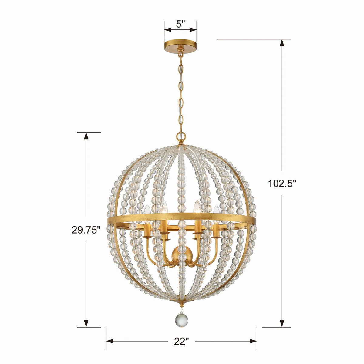 Crystorama - Roxy Six Light Chandelier - ROX-A9006-GA | Montreal Lighting & Hardware