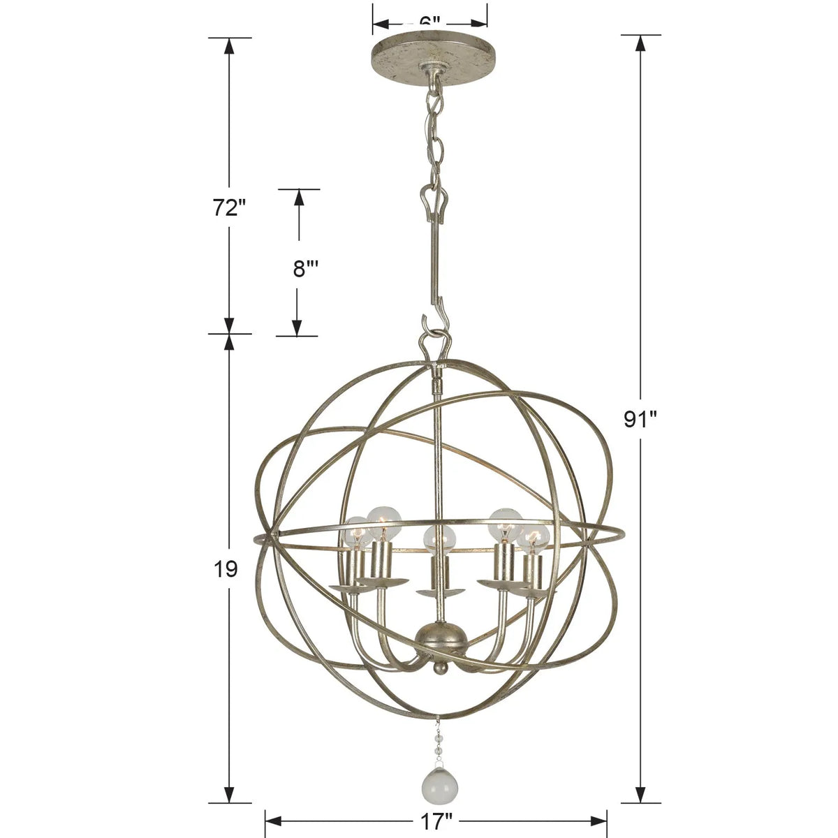 Crystorama - Solaris Five Light Mini Chandelier - 9224-EB | Montreal Lighting & Hardware