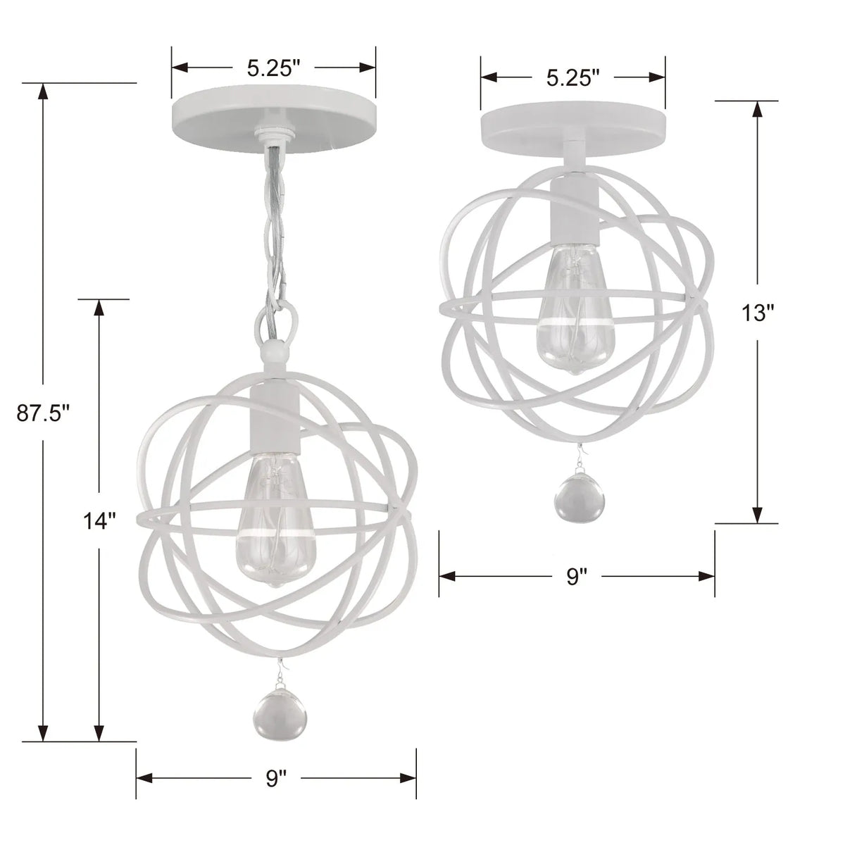 Crystorama - Solaris One Light Ceiling Mount - 9220-EB_CEILING | Montreal Lighting & Hardware