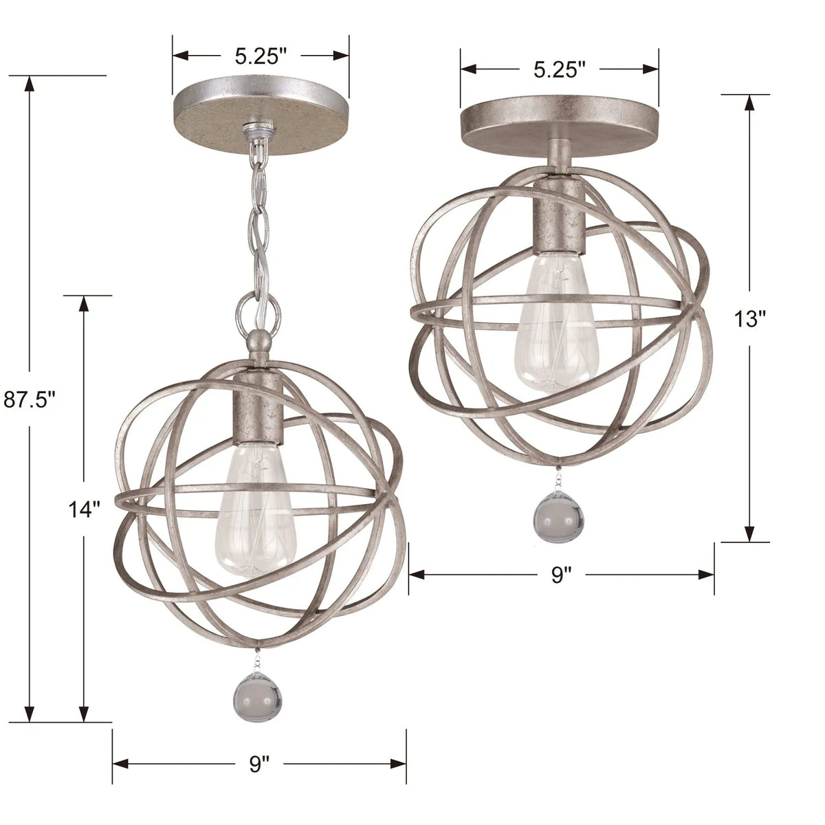 Crystorama - Solaris One Light Pendant - 9220-EB | Montreal Lighting & Hardware