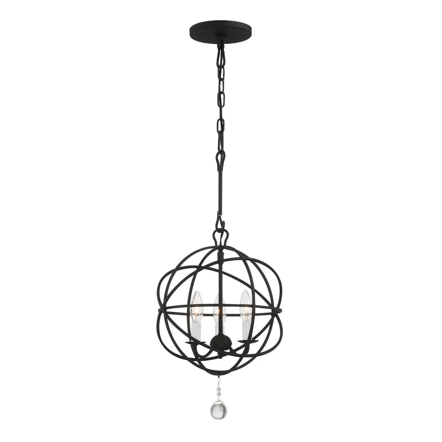 Crystorama - Solaris Three Light Mini Chandelier - 9225-BK | Montreal Lighting & Hardware