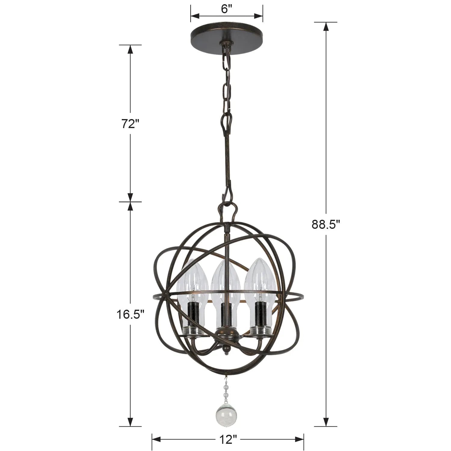 Crystorama - Solaris Three Light Outdoor Chandelier - SOL-9325-EB | Montreal Lighting & Hardware