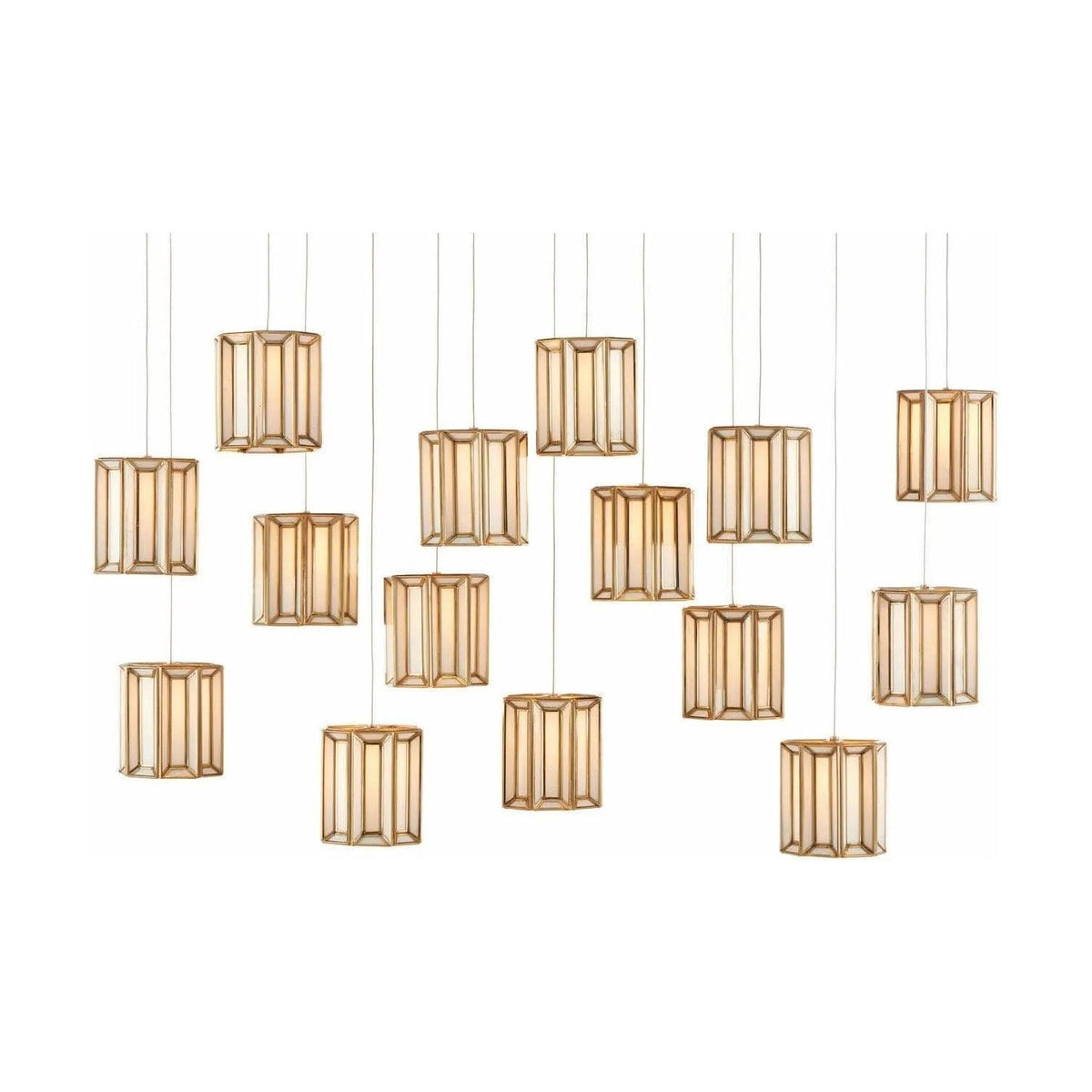 Currey and Company - Daze Rectangular 15-Light Multi-Drop Pendant - 9000-0892 | Montreal Lighting & Hardware