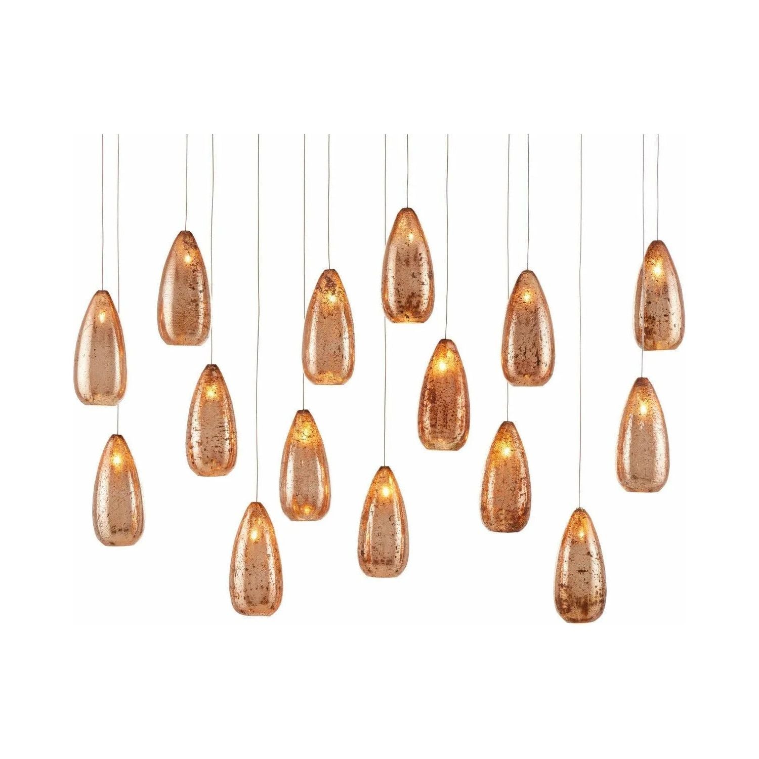 Currey and Company - Rame Rectangular 15-Light Multi-Drop Pendant - 9000-0906 | Montreal Lighting & Hardware