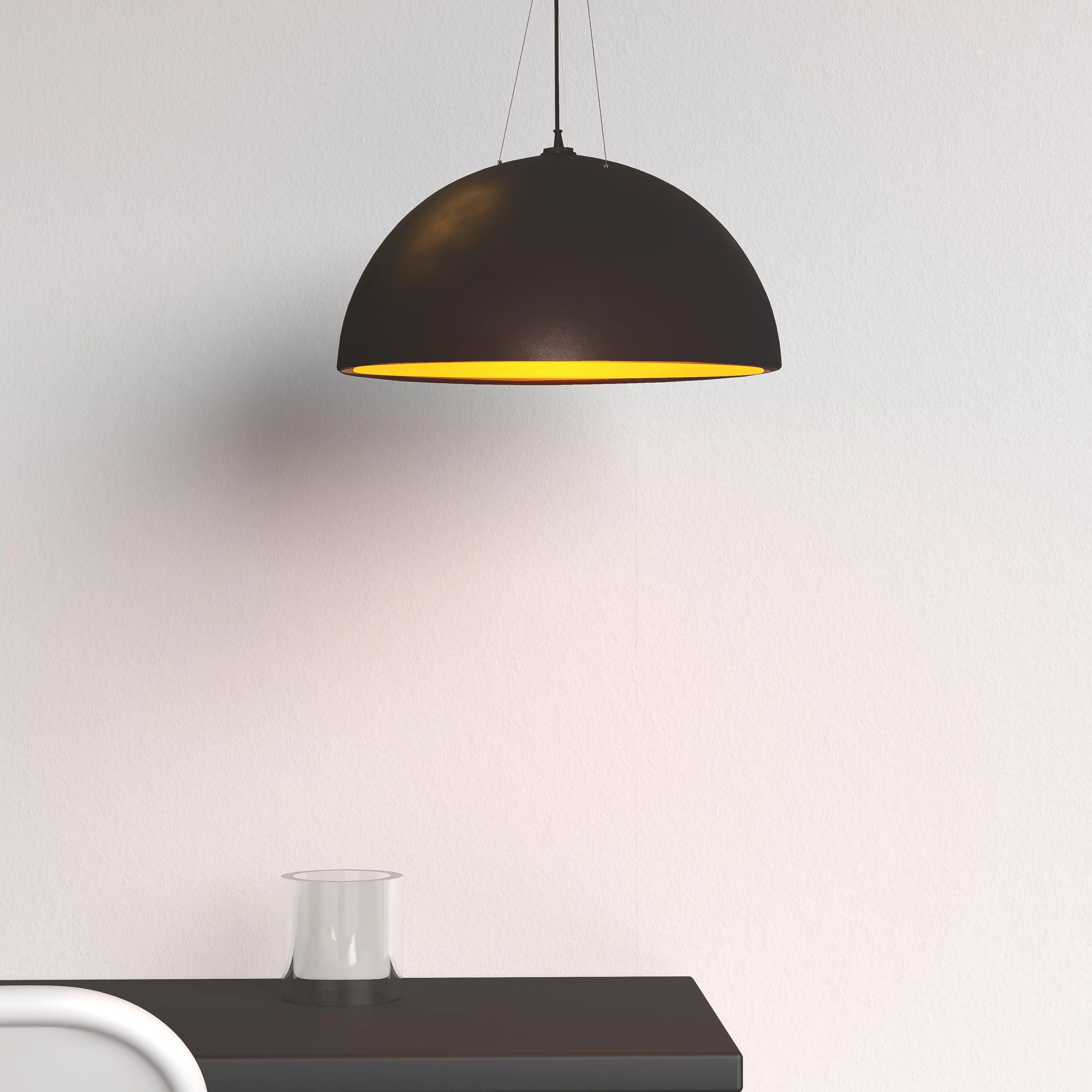 Dainolite - Dome Pendant - 114-313P-BK-GLD | Montreal Lighting & Hardware