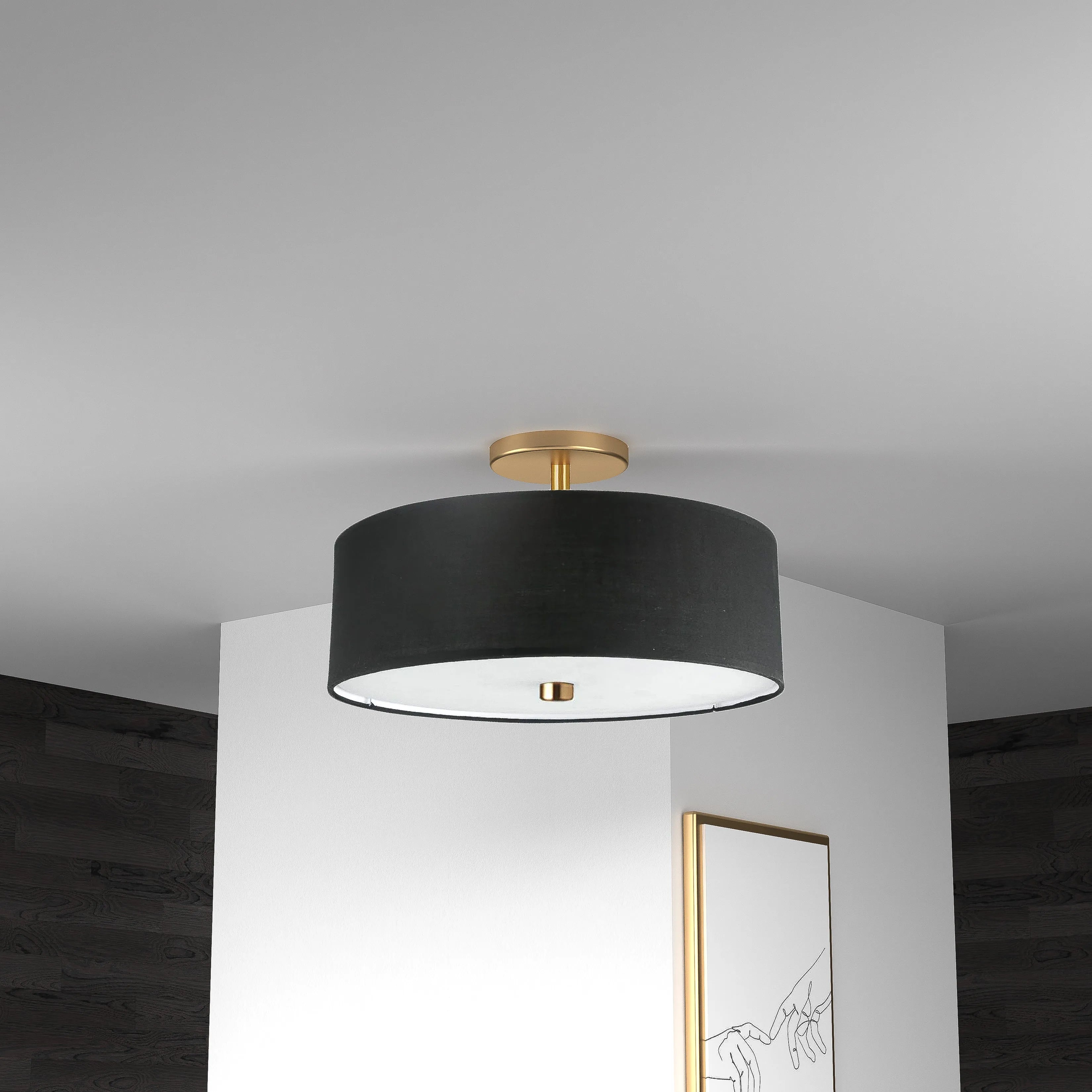 Dainolite - Everly Semi-Flush Mount - 571-143SF-AGB-BK | Montreal Lighting & Hardware