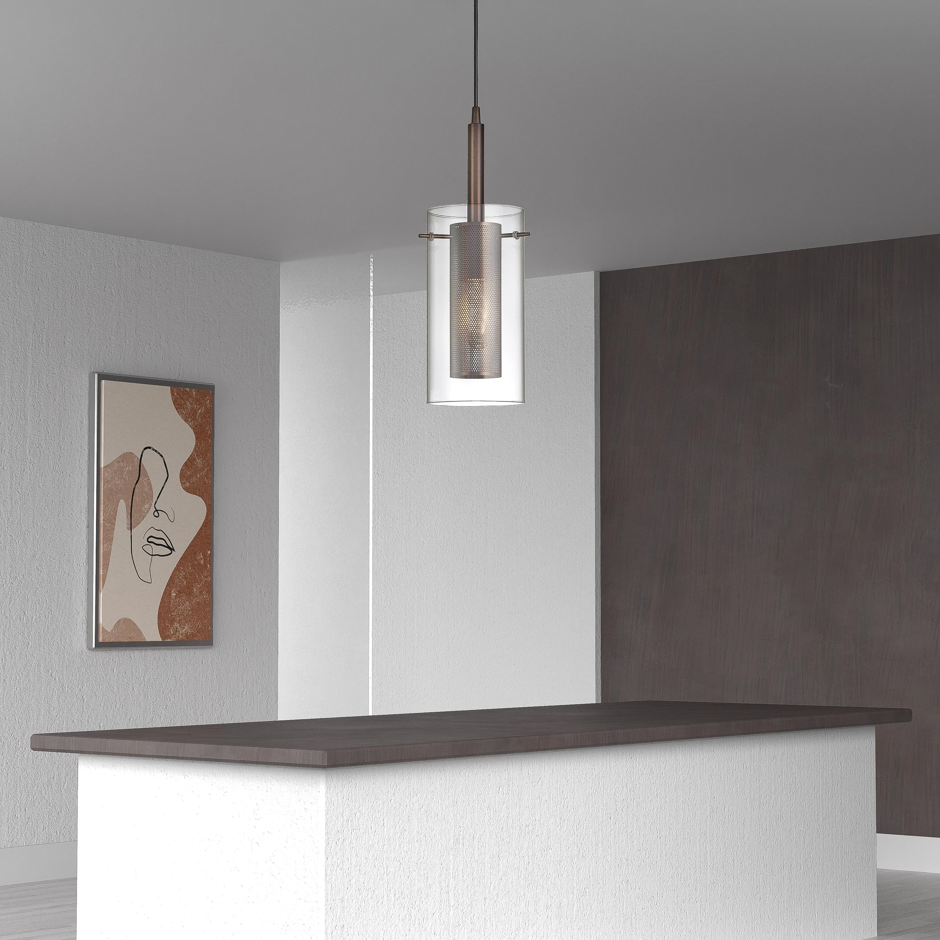 Dainolite - Mesh with Glass Pendant - 30961-CM-OBB | Montreal Lighting & Hardware