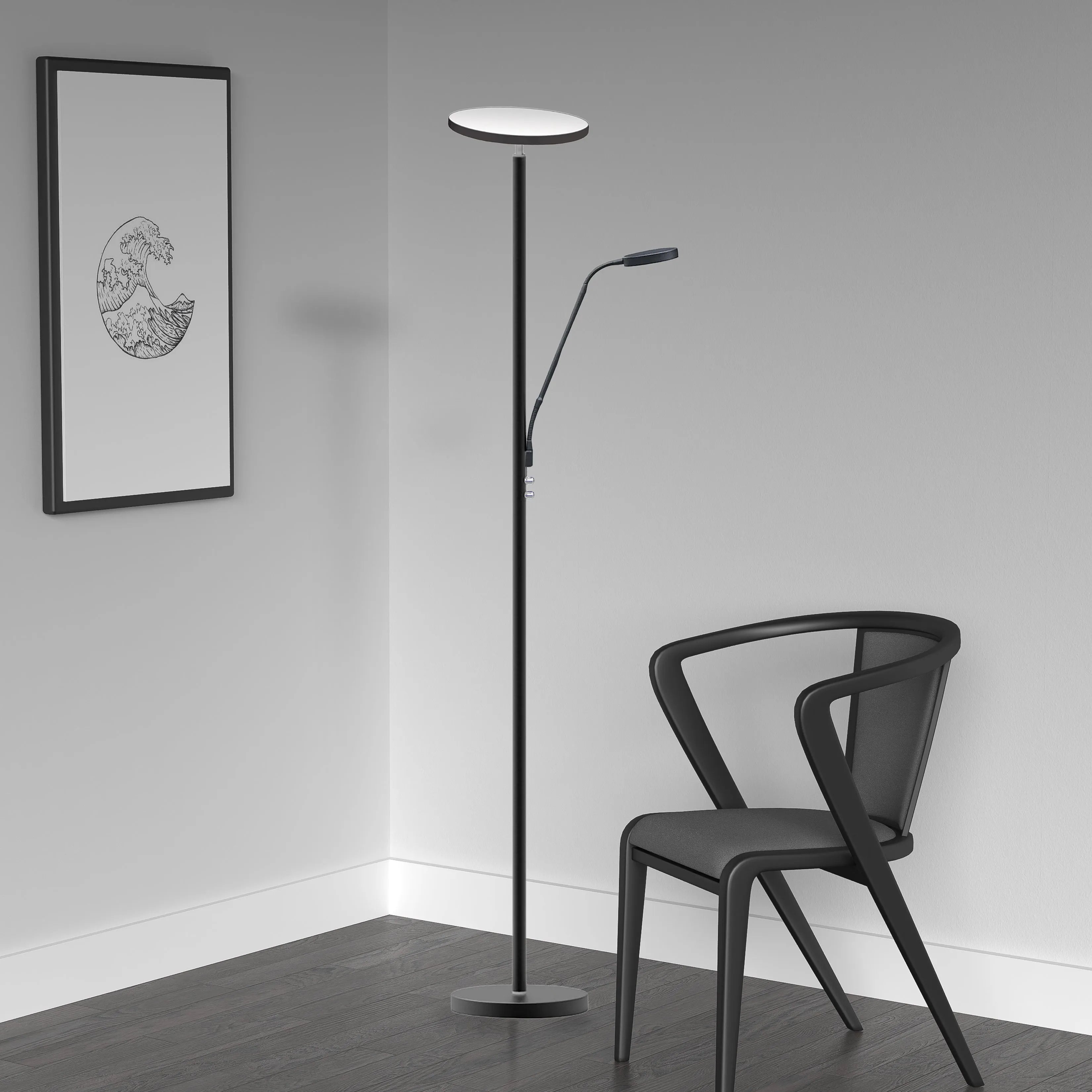 Dainolite - Mother & Son LED Floor Lamp - 801LEDF-SB | Montreal Lighting & Hardware