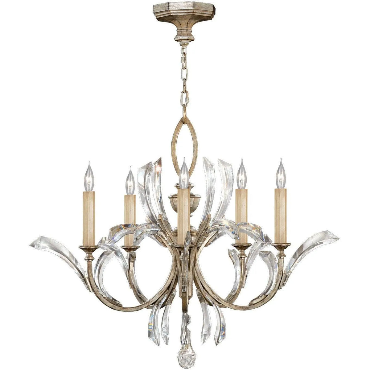 Fine Art Handcrafted Lighting - Beveled Arcs 36-Inch Five Light Chandelier - 702240ST | Montreal Lighting & Hardware