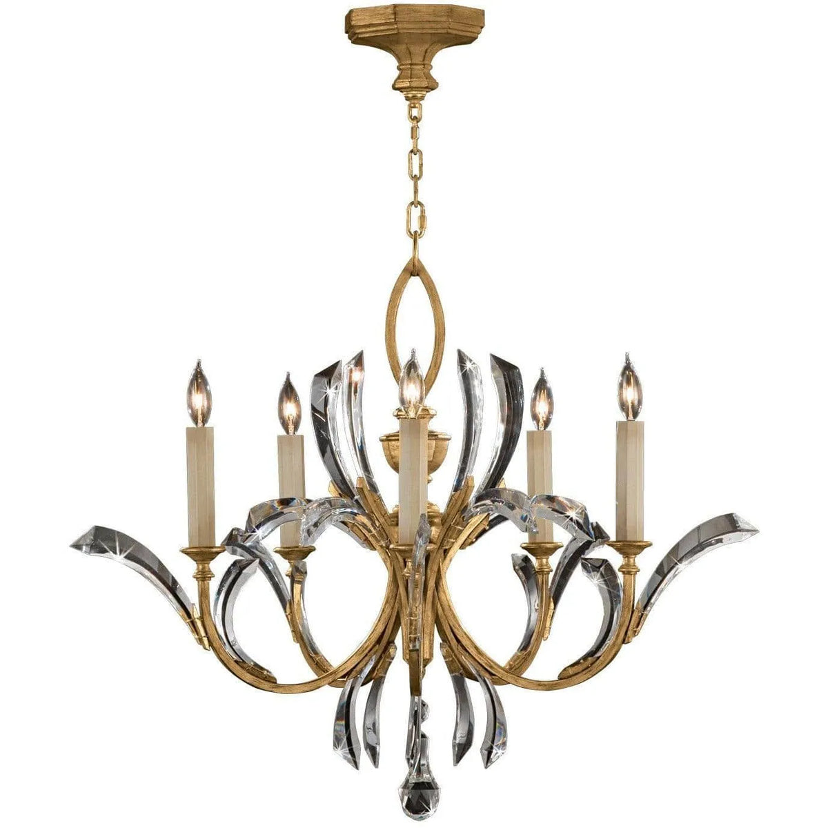 Fine Art Handcrafted Lighting - Beveled Arcs 36-Inch Five Light Chandelier - 763040ST | Montreal Lighting & Hardware