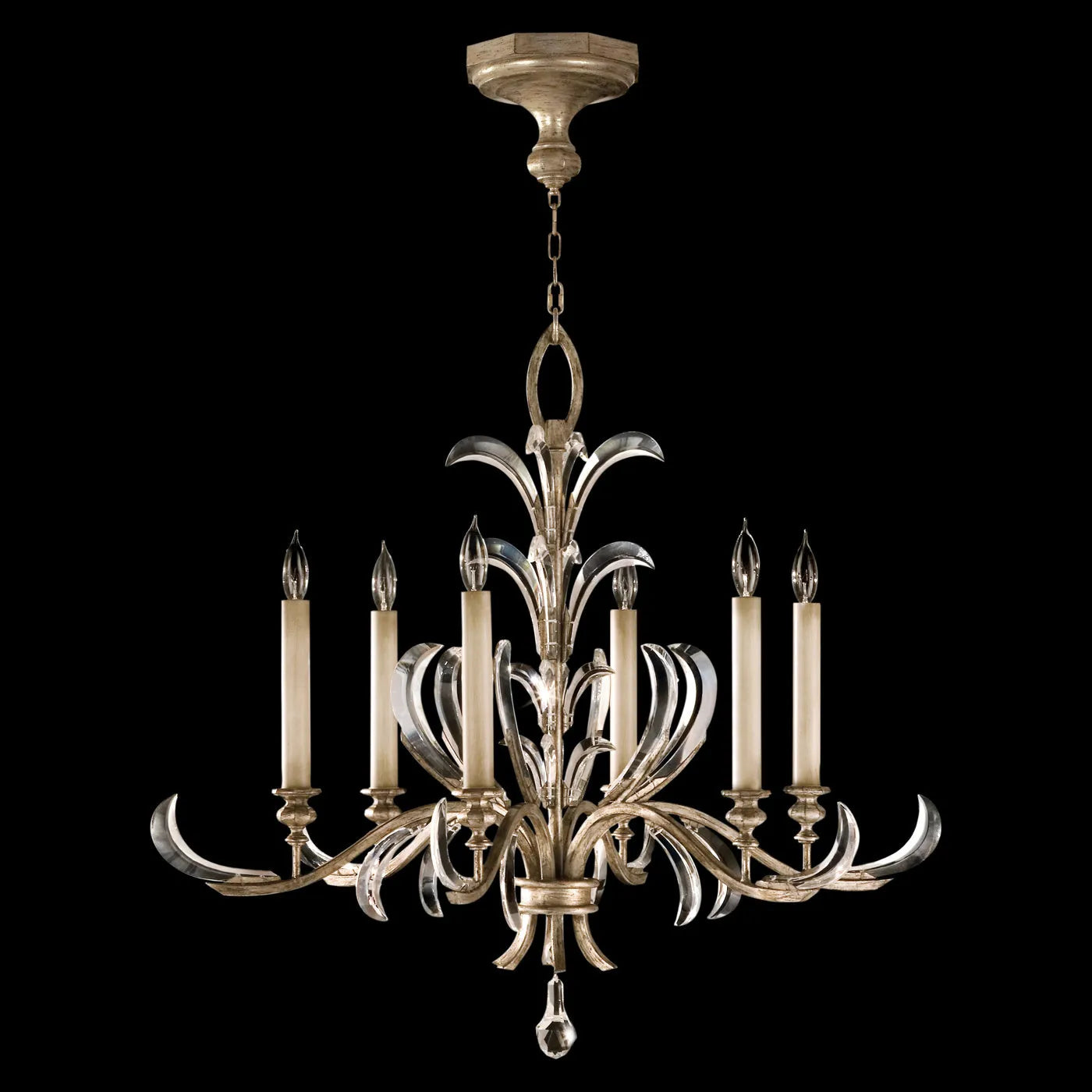 Fine Art Handcrafted Lighting - Beveled Arcs 37-Inch Six Light Chandelier - 739140-SF3 | Montreal Lighting & Hardware