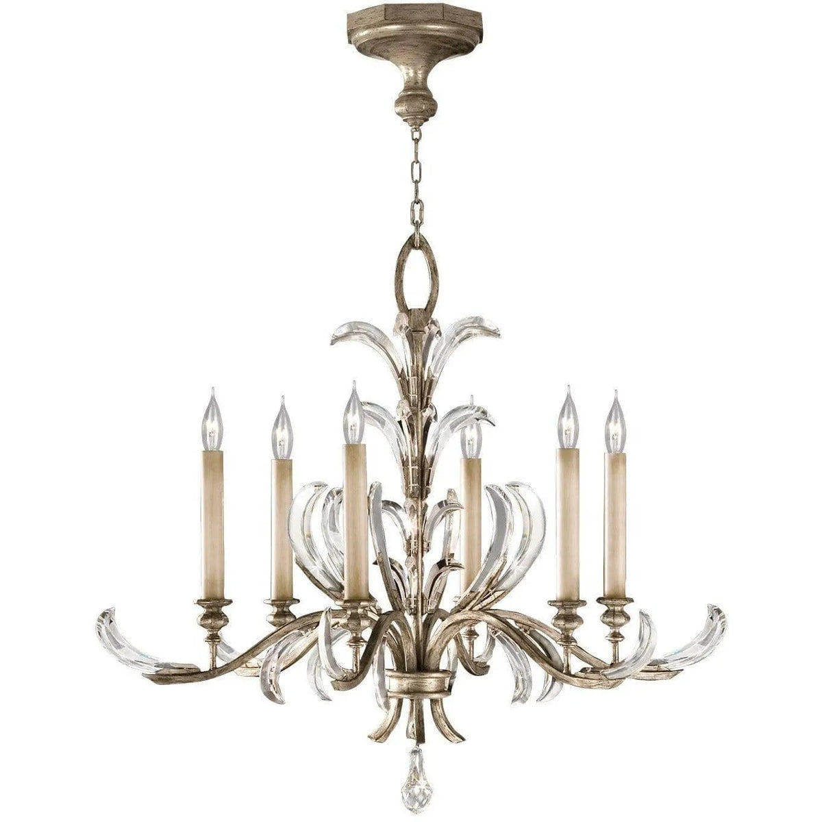 Fine Art Handcrafted Lighting - Beveled Arcs 37-Inch Six Light Chandelier - 739140ST | Montreal Lighting & Hardware