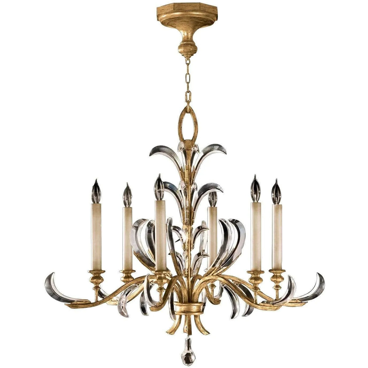 Fine Art Handcrafted Lighting - Beveled Arcs 37-Inch Six Light Chandelier - 762640ST | Montreal Lighting & Hardware