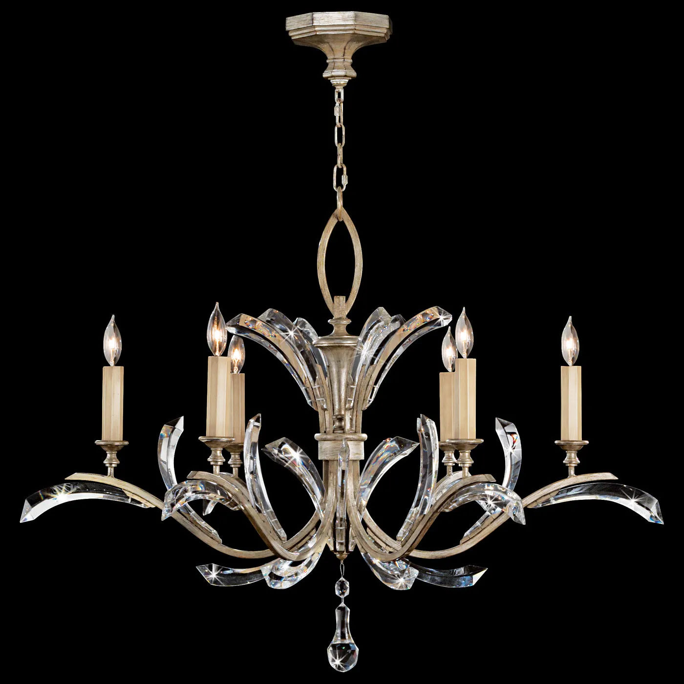 Fine Art Handcrafted Lighting - Beveled Arcs 42-Inch Six Light Chandelier - 702440-SF3 | Montreal Lighting & Hardware