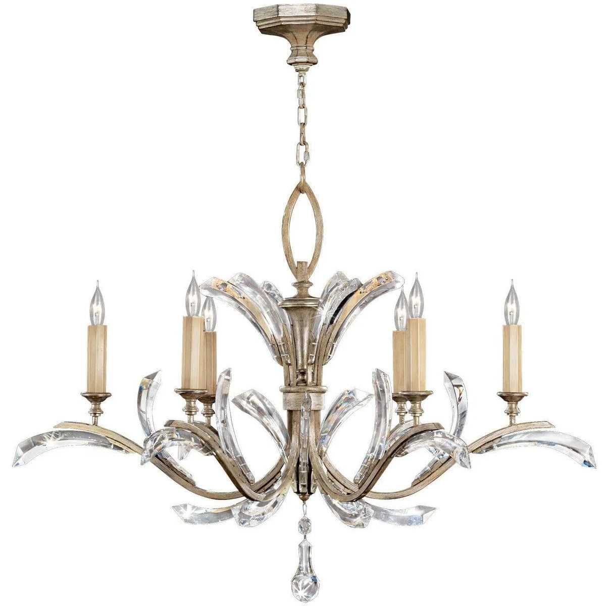 Fine Art Handcrafted Lighting - Beveled Arcs 42-Inch Six Light Chandelier - 702440ST | Montreal Lighting & Hardware